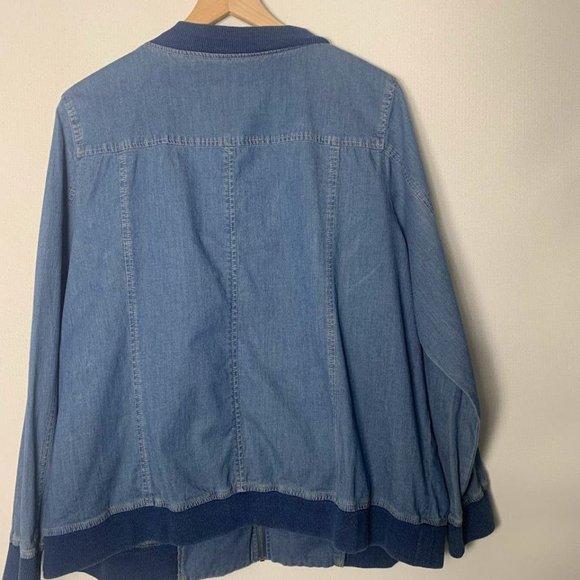 Denim & Co. Stretch Denim Bomber Jacket Women's Size 1X - Picture 8 of 10